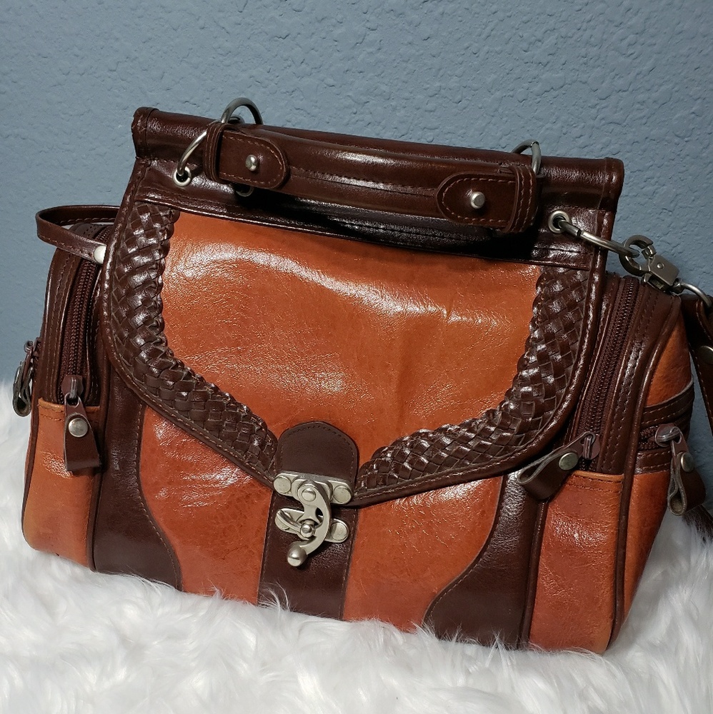 VINTAGE Handbag Shoulder Brown